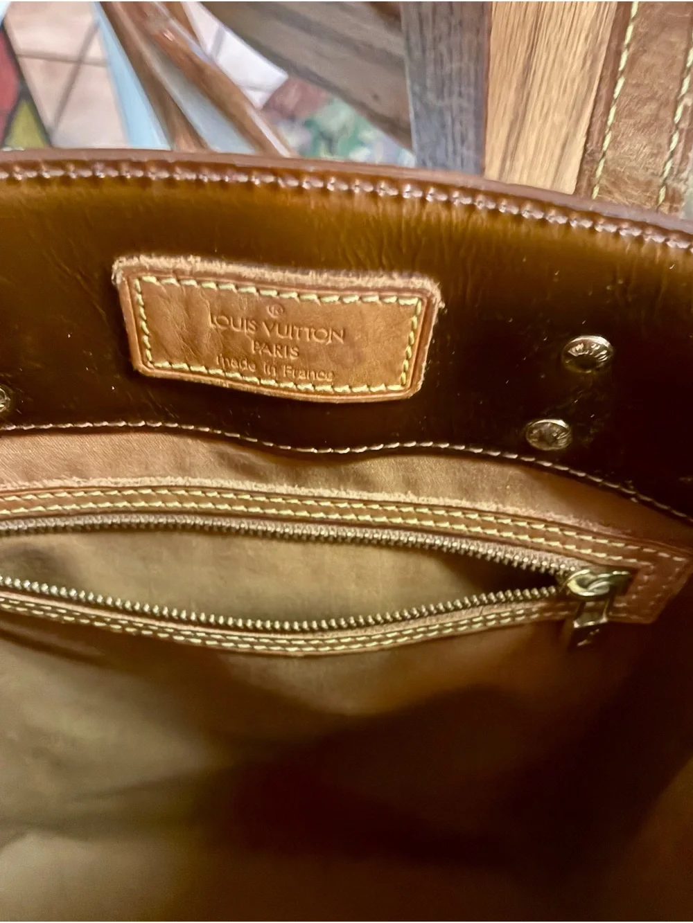Louis Vuitton bronze Patent Vernis Monogram Tote Authentic LV